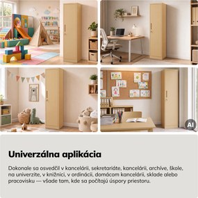 Kovová kancelárska skriňa na dokumenty, vysoká, béžová, 450x1850x400 mm: ALEX Fresh Style