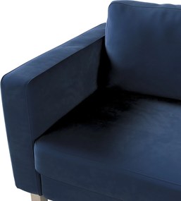 Poťah na sedačku Karlstad (nerozkladací, 3-miestny, krátky) farba produktu tmavomodrá látka lesklá, zamatová