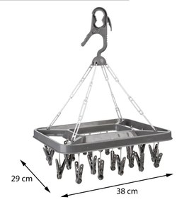 Závěsný sušák na prádlo Easy s kolíčky šedý