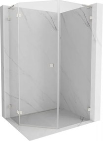 Mexen Lunar, L päťuholníkový sprchový kút naklápací doľava 90 x 100 cm, 8mm číre sklo, oceľový profil, 831L-090L-100P-97-00-L