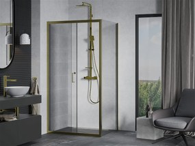 Mexen Apia sprchovací kút s posuvnými dverami 90 (dvere) x 80 (stena) cm, 5mm číre sklo, zlatý profil, 840-090-080-50-00