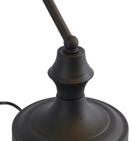 Klasická notárska lampa čierna s dymovým zrkadlovým sklom - Banker