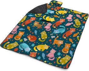 Sablio Plážová deka Mačky s rybkami: 200x140 cm