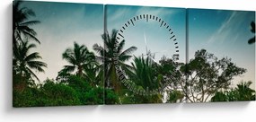 Obraz - palmy (s hodinami) (90x30 cm)