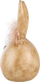 Béžová dekorácia králičia hlava s pierkovou čupřinkou - Ø 11*21 cm