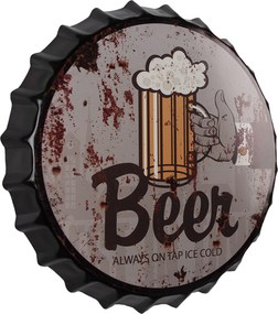 Nástenná guľatá ceduľa Beer - Ø 33 cm