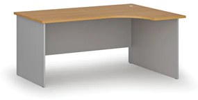 Kancelársky rohový pracovný stôl PRIMO GRAY, 1600 x 1200 mm, pravý, sivá/buk