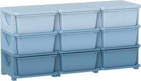 HOMCOM 9-zásuvková komoda pre deti – organizér na hračky, modrý, 113 x 37 x 56,5 cm – 3–6 rokov | Aosom