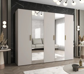 Šatníková skriňa 250 cm Borry 2 (kašmír + zlatá). Akcia -20%. Vlastná spoľahlivá doprava až k Vám domov. 1125843
