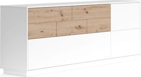 XXXLutz ŠIROKÁ KOMODA, biela, dub artisan, 205/77/44 cm Carryhome - Online Only obývacie izby - 000552033403