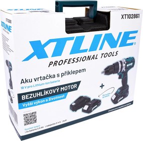 XTline XT-Power XT102861 Akumulátorová vŕtačka s príklepom BRUSHLESS 18 V, 2x 2,0 Ah