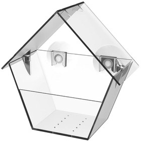 Kŕmidlo pre vtáky s prísavkami Clear, 15x15x9 cm, plast, transparentná