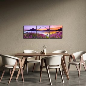 Obraz jazera (s hodinami) (90x30 cm)