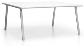 PLAN Kancelársky rokovací stôl DOUBLE LAYERS, bez prepážok, biela / sivá