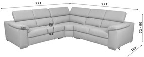 Kožená rohová sedacia súprava LOREN II XL, sivá (madras - 128 grey)