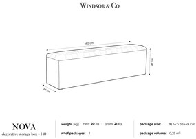 Čierna Lavica s úložným priestorom Nova 140 × 34 × 47 cm 140 × 34 × 47 cm WINDSOR & CO