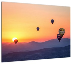 Sklenený obraz teplovzdušných balónov (70x50 cm)