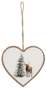 Závesná dekorácia srdce s jeleňom - ​​10 * 1 * 9 cm