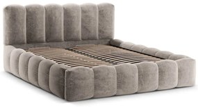 Svetlohnedá čalúnená dvojlôžková posteľ s úložným priestorom a roštom 180x200 cm Lupine – Micadoni Home