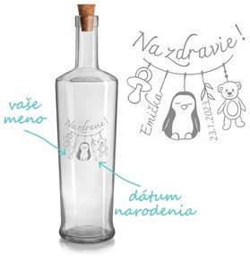 Pieskovaná fľaša Olea Piede Narodenie dieťaťa 0,7 l