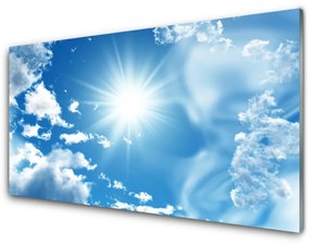 Skleneny obraz Slnko mraky nebo modré 100x50 cm