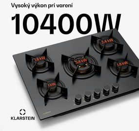 Klarstein Goldflame Nano plynová varná doska, 5 mosadzných horákov, Nano povlak, LPG/zemný plyn