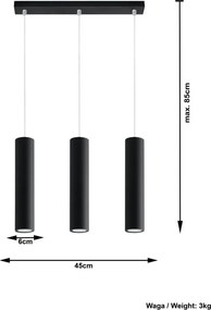 Čierne kovové závesné svietidlo Castro – Sollux