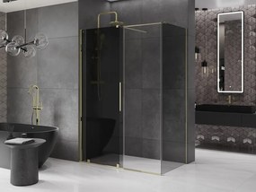 Mexen Velar, sprchový kút s posuvnými dverami 160 x 80 cm, 8mm šedé sklo, zlatá lesklá, 871-160-080-41-50