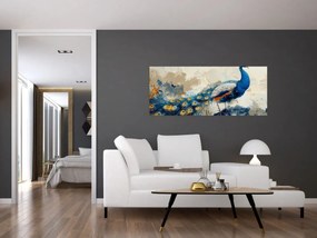 Obraz - Páv, maľba (120x50 cm)