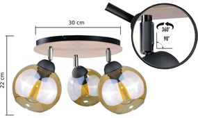 Bodové svietidlo THEA WOOD 3xE27/60W/230V pr. 30 cm