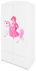 Detská skriňa Babydreams 90 cm princezná na koni biela