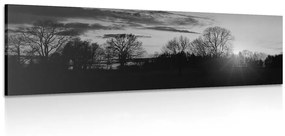 Obraz nádherný západ slnka v čiernobielom prevedení Varianta: 120x40