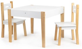 Detský stolík s 2 stoličkami Ecotoys Patrys biely