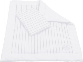 Zamatová deka s vankúšom s výplňou pre bábätká šedé pruhy 70x60cm