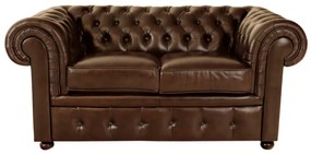 Pohovka dvojmiestna Chesterfield Comfort z pravej hovädzej kože Brown Brown