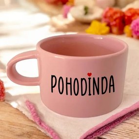 Ružový hrnček makronka - Pohodinda