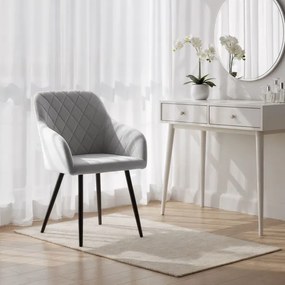 Sada dvoch jedálenských stoličiek VELTO zamatové, sivé / čierne nohy (2 ks)