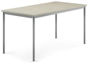 Stôl SONITUS, 1600x800x760 mm, linoleum - svetlošedá, strieborná