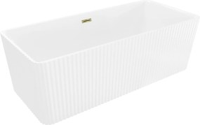 Mexen Nila ryhovaná voľne stojaca vaňa 170x75 cm biela so zlatým prepadom