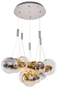 LED luster na lanku ENNA 15xG9/5W/230V 3000K dymová/zlatá