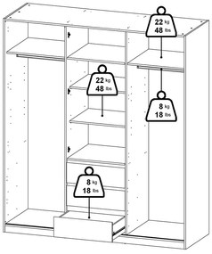 Šatníková skriňa v dekore duba s posuvnými dverami v prírodnej farbe 177x200x60 cm Naia – Tvilum