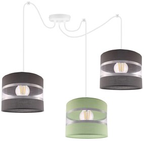 Závesné svietidlo Elegance Spider, 3x textilné tienidlo (mix 8 farieb), w
