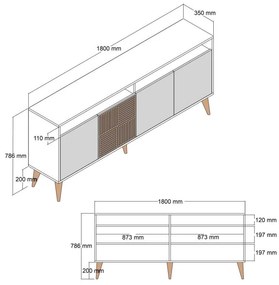 TV stolík MILAN, 180 x 78,6 x 35 cm, orech, antracit