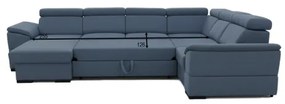 Rozkladacia sedacia súprava s univerzálnym rohom do U s úložným priestorom GRANADA modrá