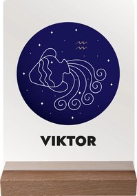 ČistéDrevo Vaše znamenie s menom na akrylovom skle - tmavý stojan Zvolte znamení zvěrokruhu: Vodnář