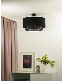 Duolla - Prisadený luster BOHO RATTAN 1xE27/15W/230V pr. 45 cm čierna