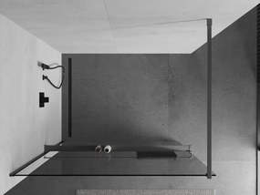 Mexen Kioto+, sprchová zástena Walk-In s poličkou a vešiakom 80 x 200 cm, 8mm číre sklo, grafitový profil, 800-080-121-66-00