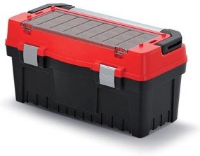 Kufor na náradie s alu držadlom a zámkami 59,4 × 28,8 × 30,8 cm, krabičky, červená