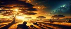 Obraz - Oddychujúce levy (120x50 cm)
