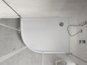 Mexen Flow+, štvrťkruhová asymetrická sprchová vanička, pravá, 100 x 80 cm, biela lesklá, 46Q108010RH